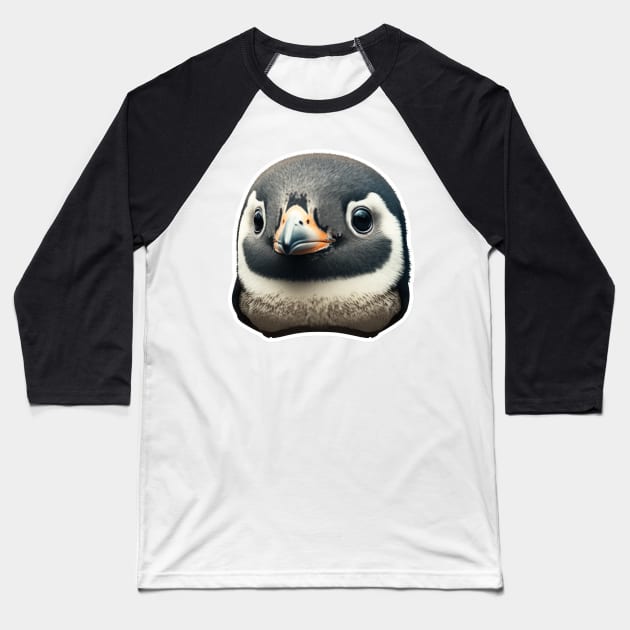 Penguin Obsessed Stare Baseball T-Shirt by newdreamsss